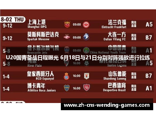 U20国青备战日程曝光 6月18日与21日分别对阵强敌进行拉练